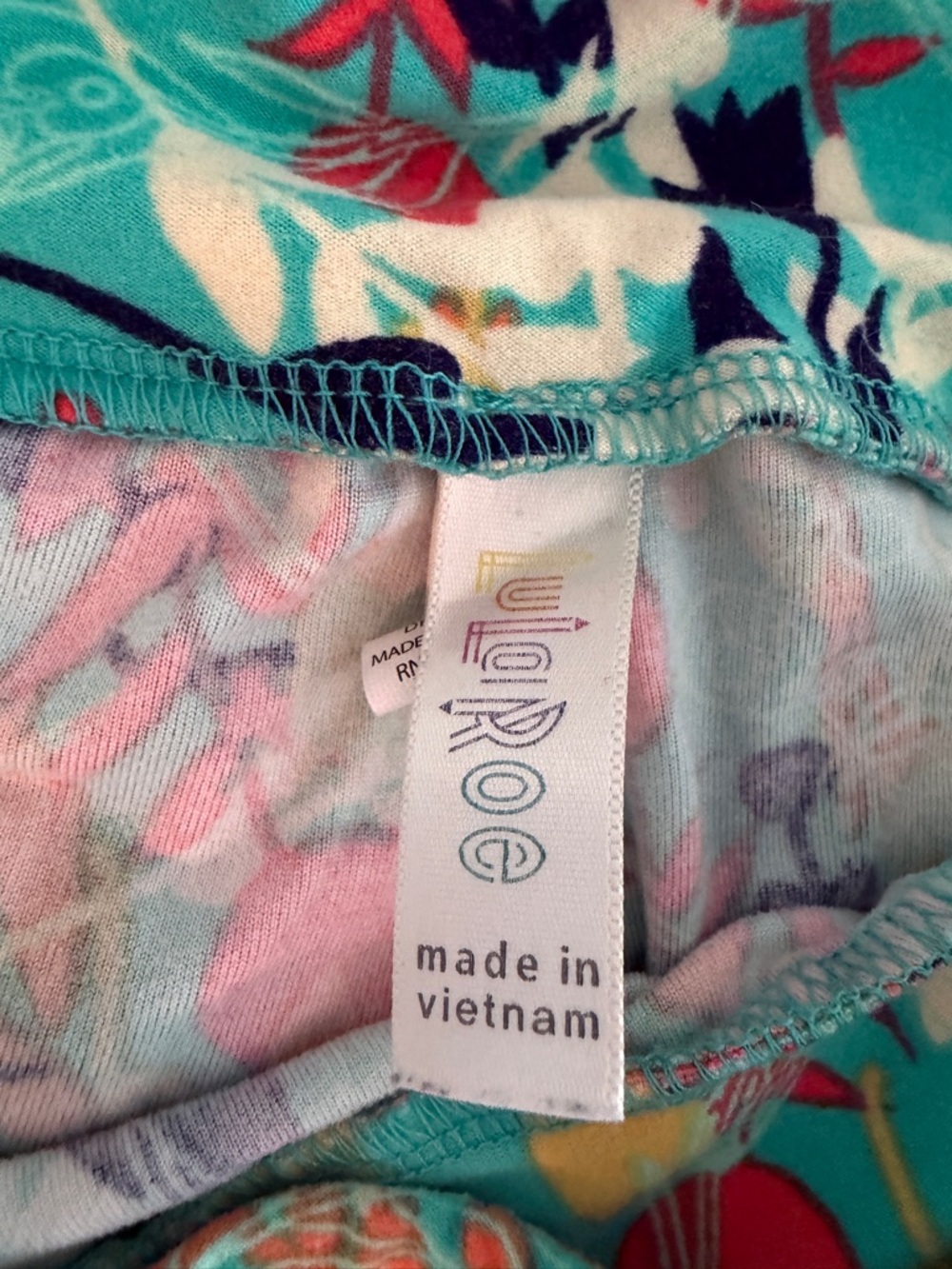 LuLaRoe Teal Tropical Floral Leggings - Picture 2 of 2